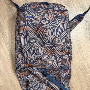 Patagonia Navy Backpack with Cream & Orange Wave Print